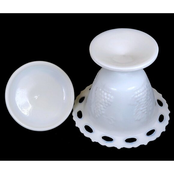 Colony Harvest Milk Glass Footed Candy Dish & Lid - Mid-Century Home Decor - Picture 5 of 5